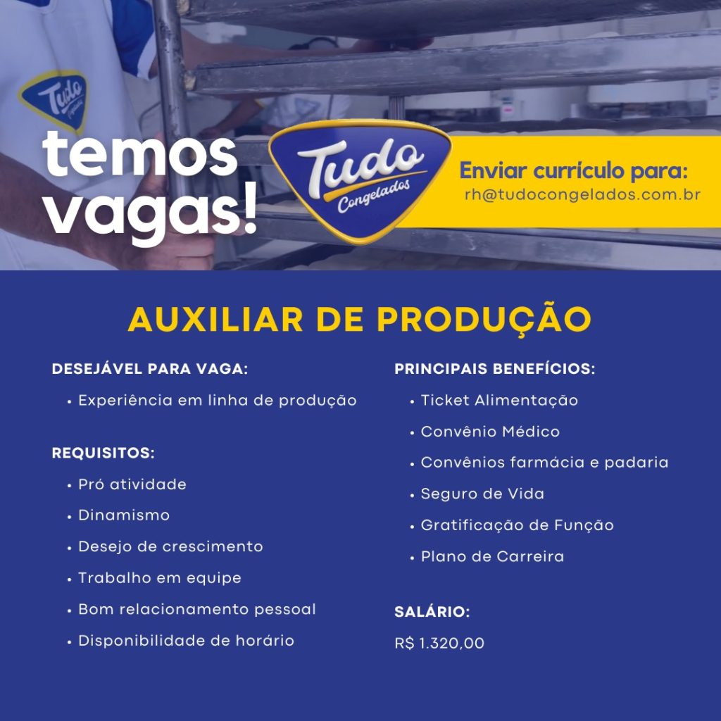 Junte-se a nossa equipe como Auxiliar de Produção