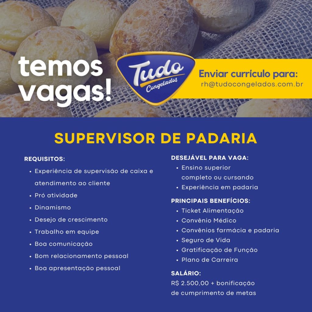 Estamos em busca de um Supervisor de Padaria