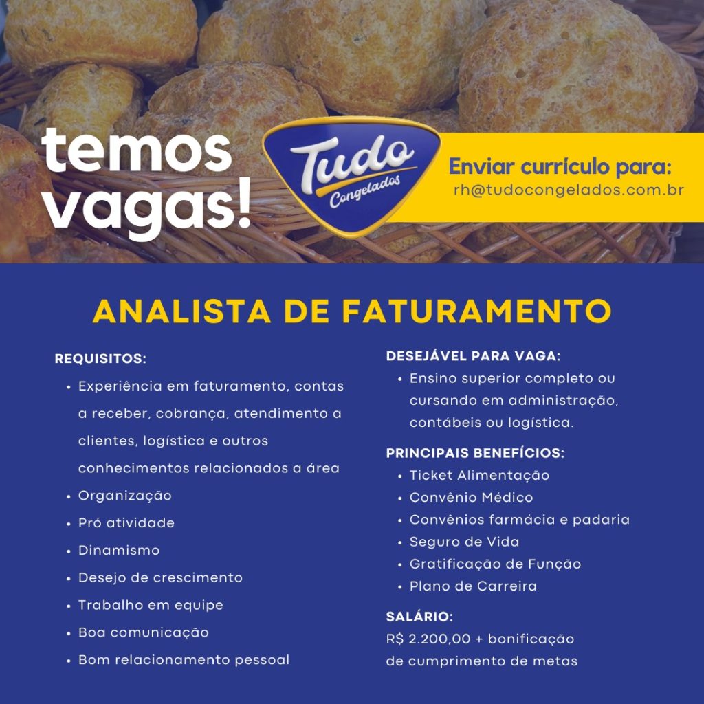 Estamos contratando um Analista de Faturamento