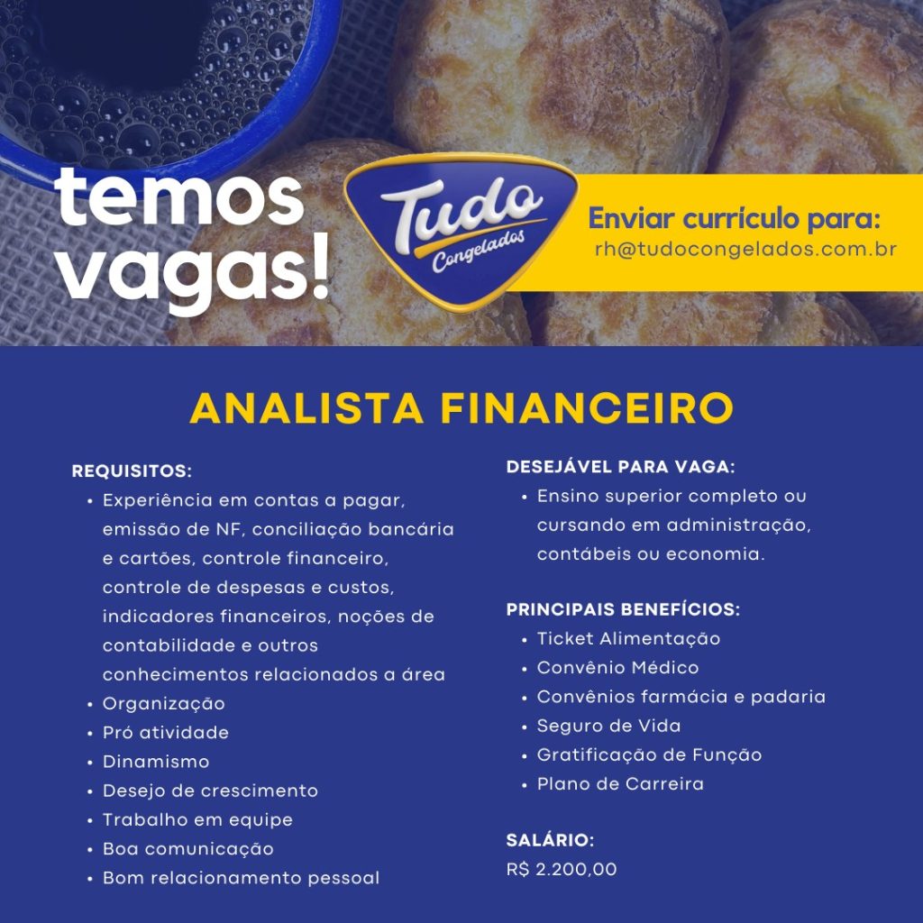 Estamos contratando um Analista Financeiro para fortalecer nosso time