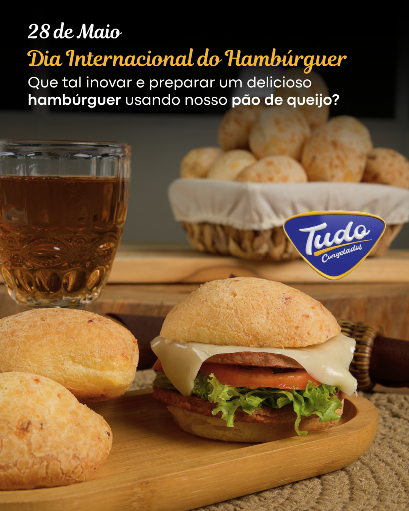28 de Maio: Dia Internacional do Hambúrguer. 28 de Maio é o Dia Internacional do Hambúrguer! Que tal inovar e preparar um delicioso hambúrguer usando nosso pão de queijo? Venha experimentar essa combinação surpreendente e torne seu dia ainda mais especial!
