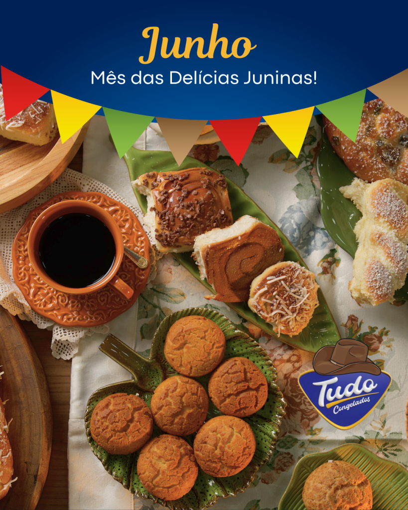 Delícias Juninas. Junho chegou, e com ele, as delícias Juninas! Na Tudo Congelados você encontra tudo para o seu arraial: pão de queijo, pão francês, broa, e muito mais!