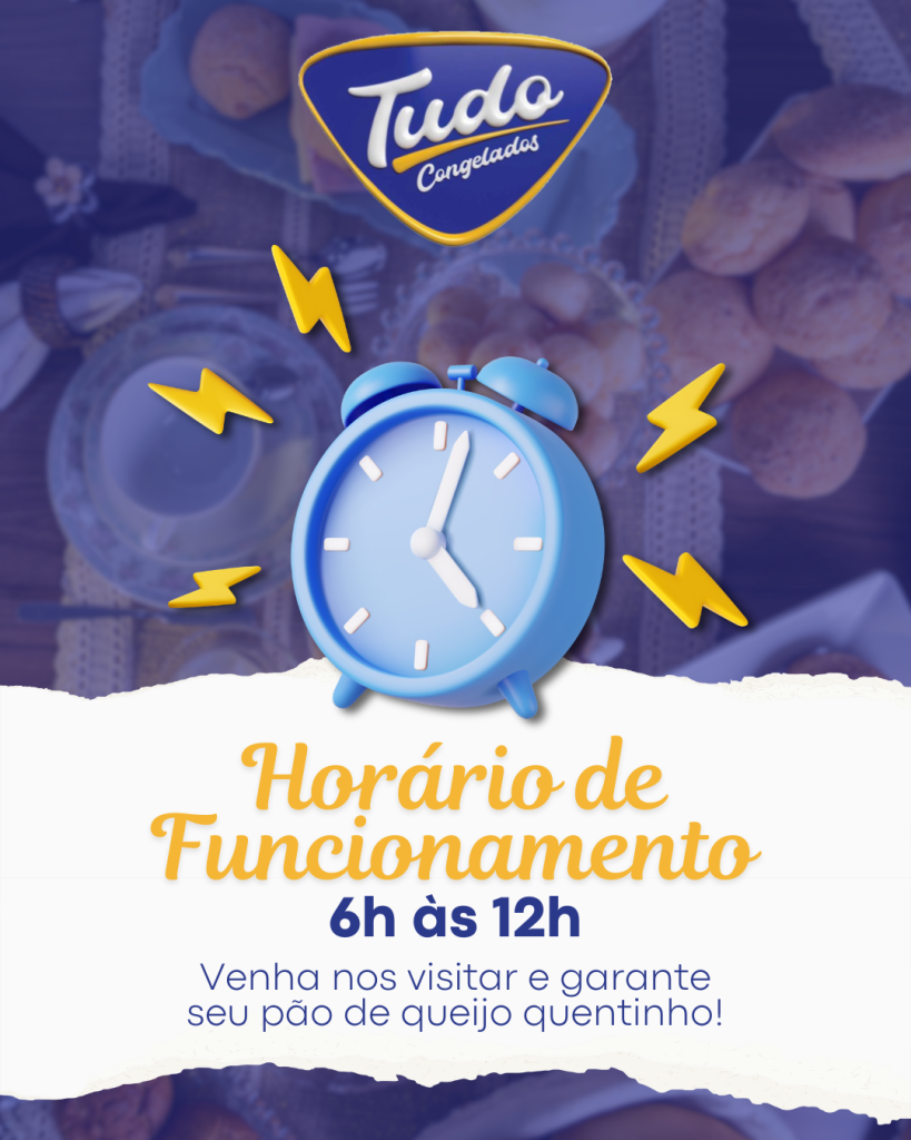 Horário de Funcionamento 15/08. Estamos aqui para te atender com o melhor dos nossos produtos congelados, fresquinhos e prontos para fazer parte do seu dia a dia! Nosso horário de funcionamento é: das 6h às 12h. Passe em nossa loja ou faça seu pedido pelo WhatsApp. Estamos prontos para tornar o seu dia ainda mais saboroso!