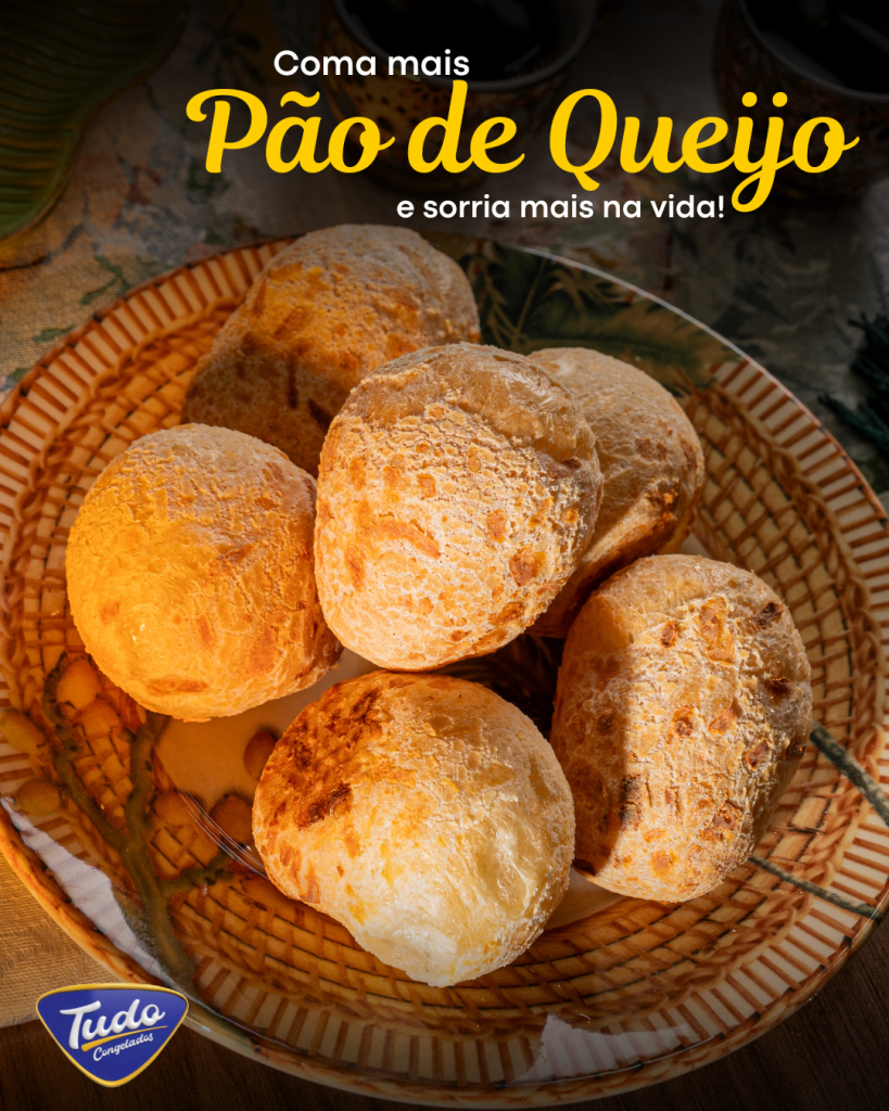 Coma mais Pão de Queijo e sorria mais na vida! Nada como um bom pão de queijo da Tudo Congelados para deixar o seu dia mais feliz!