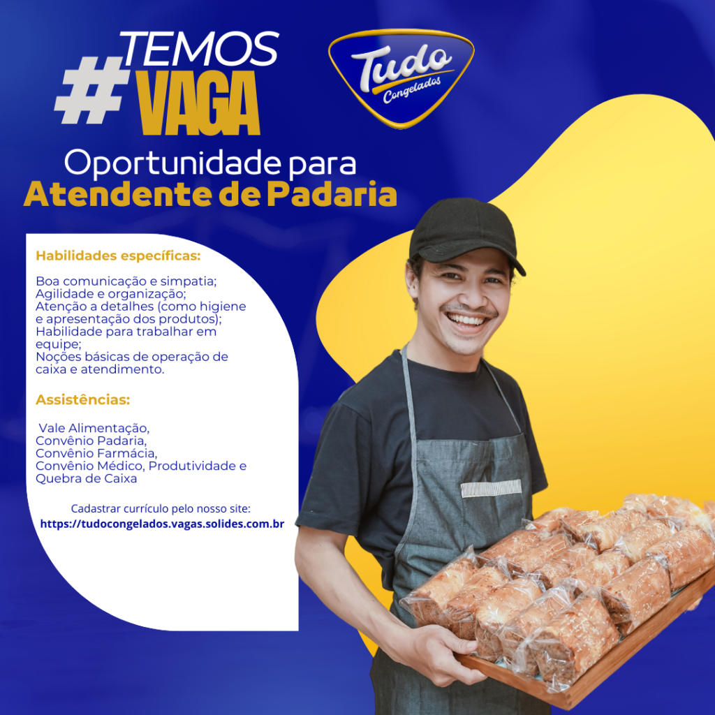 Vaga de Emprego: Atendente de Padaria Estamos em busca de um Atendente de Padaria dedicado para se juntar à nossa equipe!