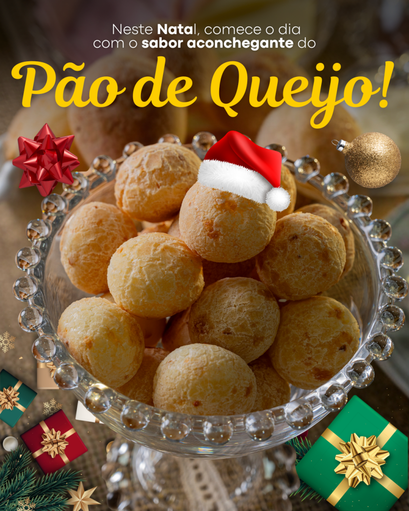 Neste natal, comece o dia com o sabor aconchegante do pão de queijo no café da manhã em família!