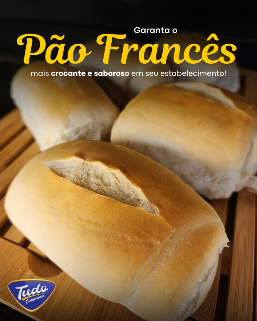 Pão Francês Crocante: Tudo Congelados, a Escolha Certa para Seu Estabelecimento. Garanta o pão francês mais crocante e saboroso em seu estabelecimento com a Tudo Congelados Indústria!