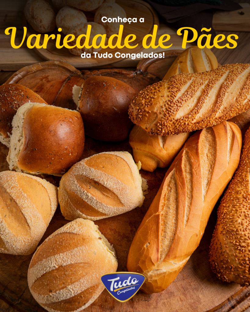 Conheça a Variedade de Pães da Tudo Congelados! Além dos nossos deliciosos pães de queijo e biscoitos, a Tudo Congelados também oferece uma variedade incrível de pães para o seu estabelecimento.