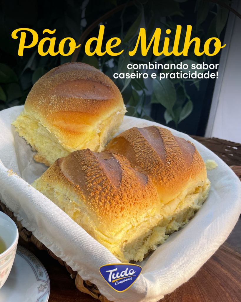 Pão de Milho: o sabor que conquista clientes! O pão de milho da Tudo Congelados combina sabor caseiro e praticidade!