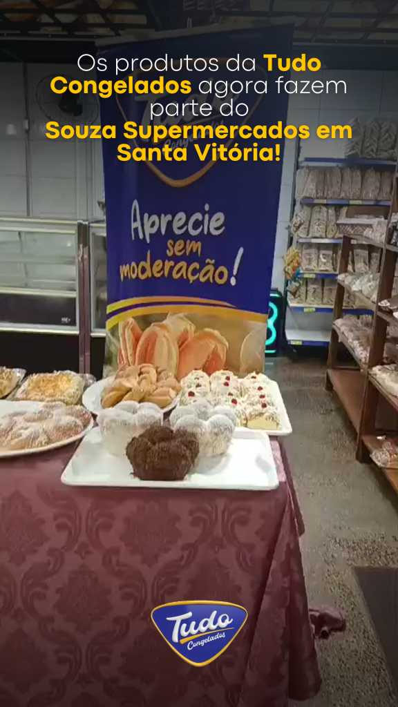 Apresentação dos produtos no Souza supermercados de Santa Vitória. Os produtos da Tudo Congelados agora fazem parte do Souza Supermercados em Santa Vitória!