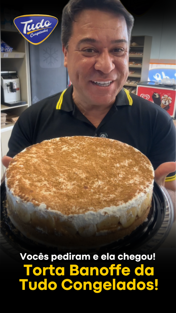 Torta banofe. Você pediu, e a Tudo Congelados atendeu! A nossa banoffee chegou com tudo — e chegou pra conquistar!