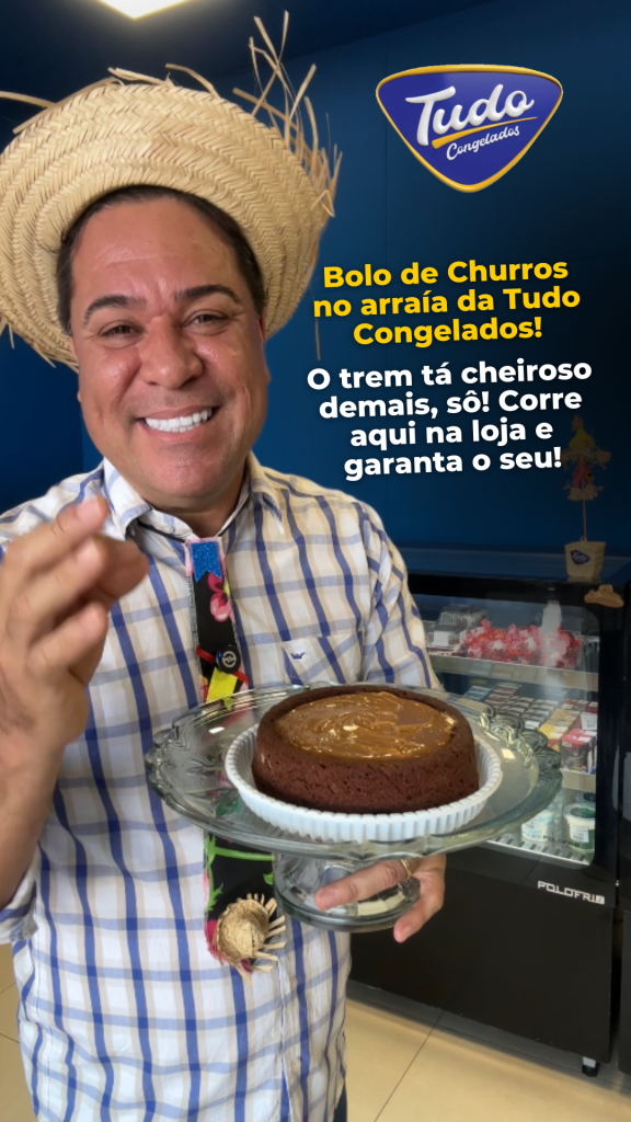 Bolo de churros Arraiá sem bolo de churros? Nem pensar! Esse danado tem creme, piscininha doce e o melhor: não é doce demais, é no ponto!