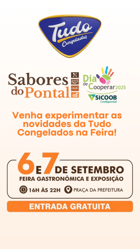 Lançamento de Pães de Queijo Recheados na Feira Sabores do Pontal. Anote na agenda: dias 6 e 7 de setembro, das 16h às 22h, tem a Feira Sabores do Pontal e Dia de Cooperar na Praça da Prefeitura!