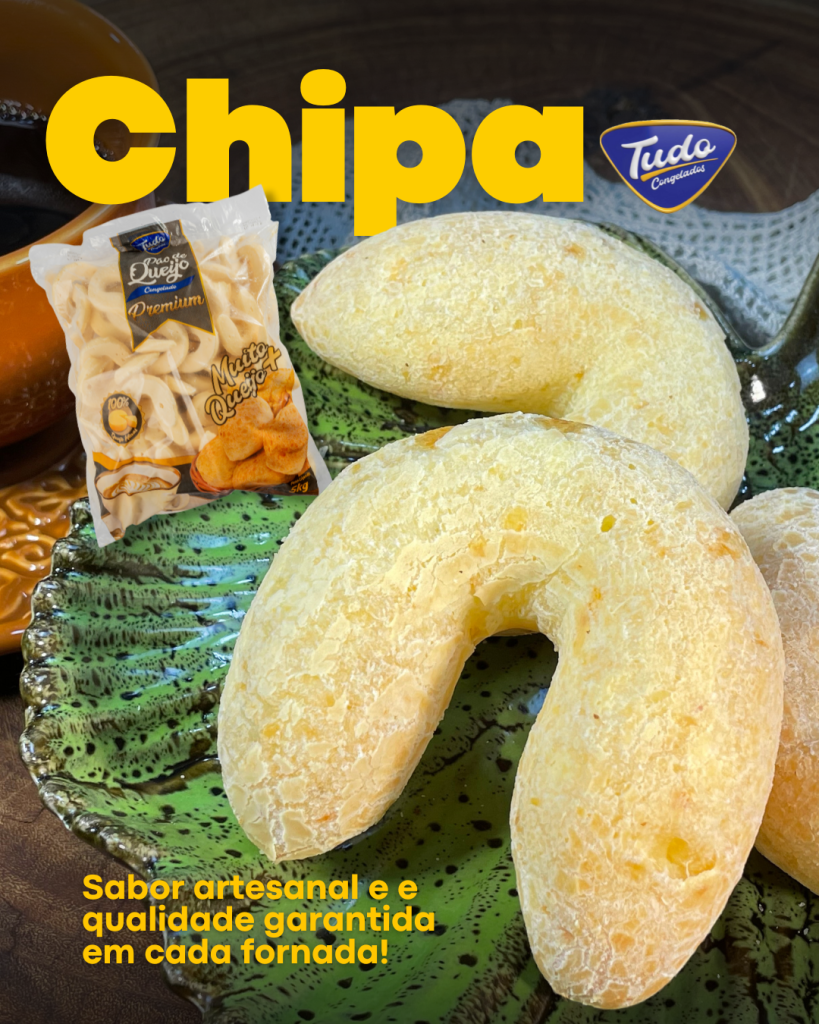 Chipa. A Chipa Tudo Congelados é feita com ingredientes selecionados, massa leve e textura perfeita — ideal para padarias, lanchonetes e estabelecimentos que buscam praticidade sem abrir mão do sabor.