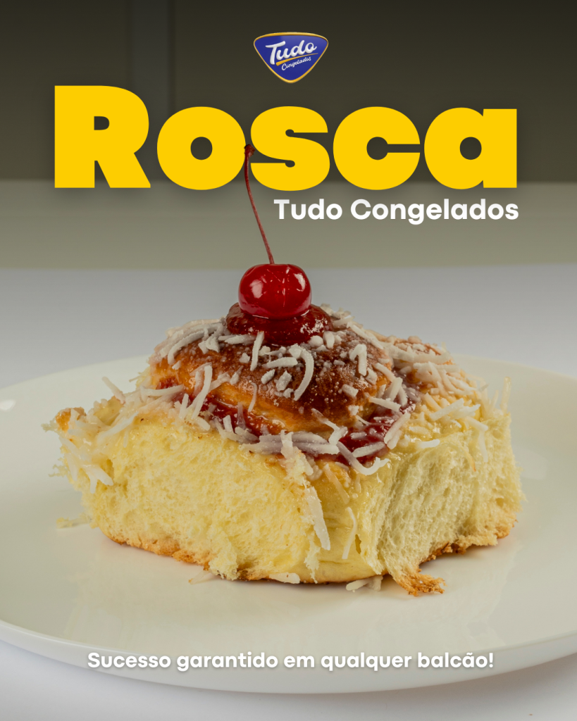 Rosca. A Rosca Tudo Congelados é sucesso garantido em qualquer balcão! Produzida com ingredientes selecionados, tem aroma marcante e sabor que conquista em qualquer hora do dia.