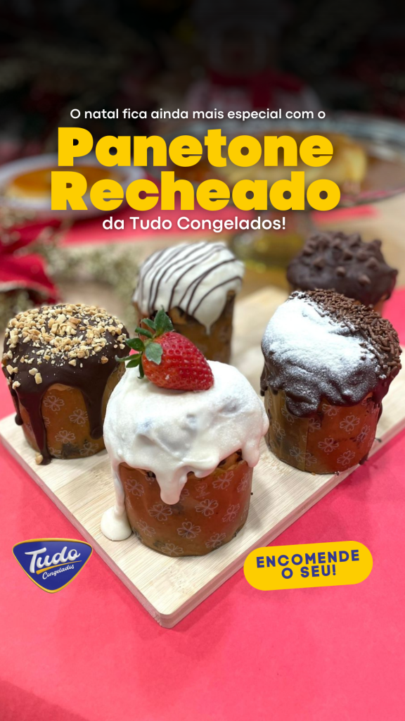 Panetone recheado. O Natal fica ainda mais especial com os Panetones Recheados da Tudo Congelados! Encomende o seu e garanta um Natal cheio de sabor!
