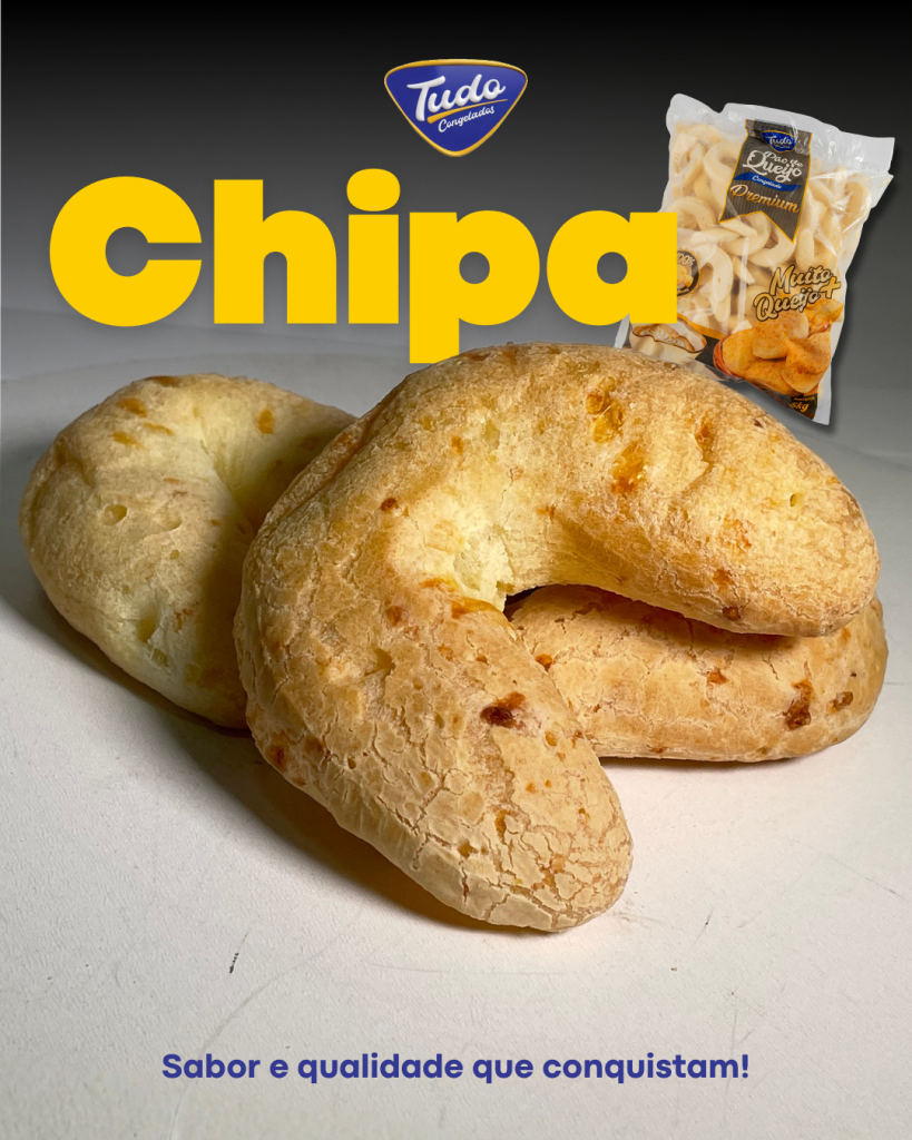 Chipa. A Chipa Tudo Congelados é prática, saborosa e irresistível — perfeita para quem busca um produto de fácil preparo e excelente aceitação no ponto de venda.
